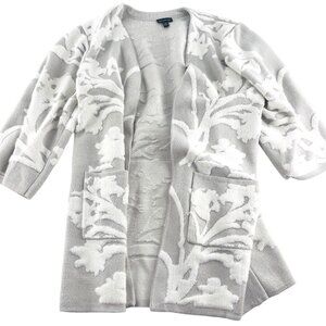 The Limited Women's Open Cardigan Sweater size Small Acrylic Blend Gray Floral